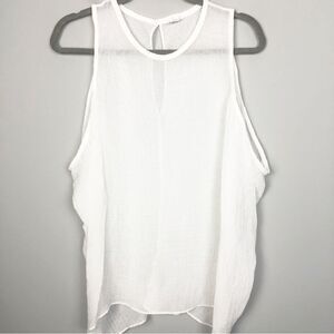 HELMUT LANG | White Sheer Tracetate Sleeveless Top Keyhole Back Women’s Size L